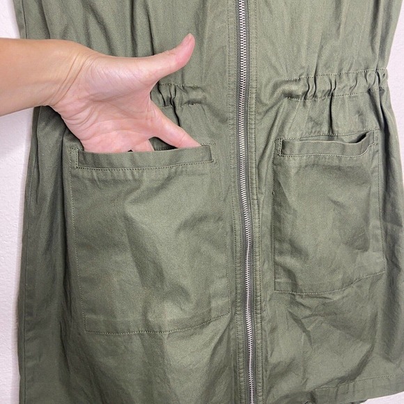 RO & DE Olive Utility Drawstring Waist Long Vest Sz XS - Picture 4 of 10